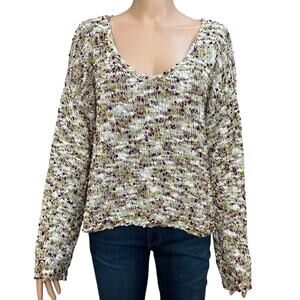 Earthbound Trading Company Scoop Neck Boho Sweater Large Pullover Textured Knit